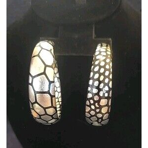 Large Silver And Black Pierced Hoop Earrings